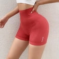 thumbnail image 2 of Pantalones Cortos Deportivos Cintura Alta Fitness Yoga Mujeres Running Gym Joggings (Rojo), 2 of 8