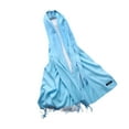 thumbnail image 2 of Qarigey Bufanda de mujer con borla, bufandas gruesas puras de invierno, chales de imitación hechos a mano, abrigos para el hogar, negocios, viajes, Accesorios de disfraces Cielo azul 200*70cm Qarigey AP012535-21, 2 of 6