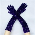 thumbnail image 2 of MEICHEN Sparkly Sequin Gloves Long Velvet Length Arm Sleeves Mardi Gras Wedding Prom Gloves for Women, 2 of 4