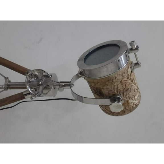 New Nautical Spotlight Table Lamp Wooden Vintage Tripod Home Decor