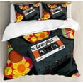 thumbnail image 3 of 70s Party Duvet Cover Set Twin Size, Compact Cassette Player and Some Vinyl Records with Seventies Text Oldschool, Decorative 2 Piece Bedding Set with 1 Pillow Sham, Multicolor, by Ambesonne, 3 of 3