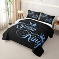thumbnail image 3 of Erosebridal Sparkly Drip Crown Twin Quilt Set for Girls, Royal Blue Letter Print Twin Coverlet Set, 2-Piece, 3 of 7
