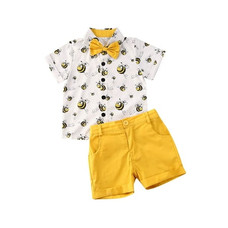 

Canrulo Toddler Baby Boy Short Sleeve Button Down Shirt & Shorts Set 2T 3T 4T 5T 6T Outfits Summer Clothes Yellow 1-2 Years