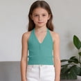 thumbnail image 4 of CPNG Girls Spaghetti Straps Tie Halter Neck Camisole Vest Summer Solid Color Trendy V Neck Strap Tank Top, 4 of 7