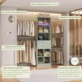 thumbnail image 4 of Besiost Closet System, 4-8 FT Closet Organizer Tower with 2 Wooden Drawers and 5 Hanging Rods, Can Fit 60 to 96 inch Walk-in Closet System, Crab Green, 4 of 14