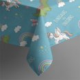 thumbnail image 4 of Cartoon Dinosaur and Unicorn Rainbow Cloud Rectangle Tablecloth 60"x120",Waterproof Polyester Rectangle Table Cloth, Wipeable Spillproof Polyester Tablecloth for Dining, Camping, Indoor and Outdoor, 4 of 5
