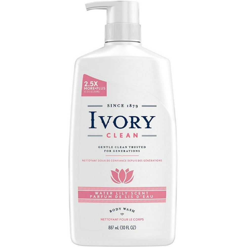 4 Pack Ivory Clean Water Lily Body Wash, 30 oz
