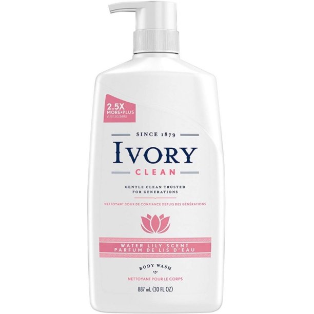 Ivory Clean Water Lily Body Wash, 30 oz (Pack of 4)
