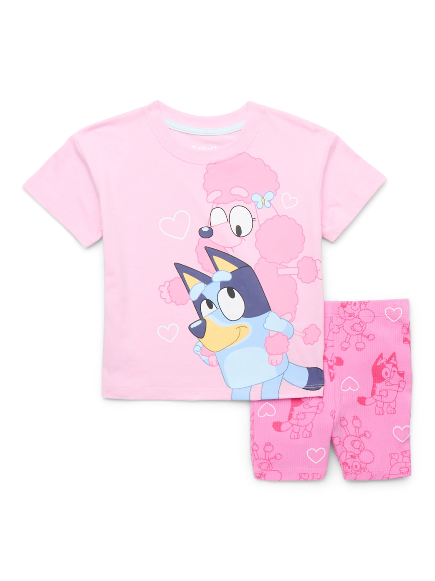 Bluey Toddler Girl Graphic Tee and Allover Print Bike Shorts Set, 2-Piece, Sizes 12M-5T