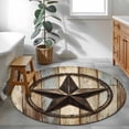 thumbnail image 4 of Country Star Round Living Room Rugs 4 ft, Farmhouse Star Brown Beige Wood Grain Washable Area Rug with Non-Slip Sturdy Edge Binding Round Carpet for Entryway Kitchen Bedroom Bathroom, 4 of 9