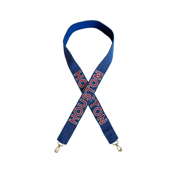 Lashicorn Houston Blue Beaded Purse Strap Red Letters 49 Pro Football Time Stadium Approved Clear Bag Texas Gold Hardware Sports College South