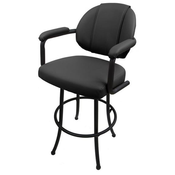 Tobias Designs 26" Vinyl Upholstered Swivel Counter Stool in Dark Gray and Black