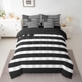 thumbnail image 2 of Homewish Fashion American Flag Twin Bedding Sets 7-Piece, Black Grey Stripes Bedding Comforter Set, Modern Abstract Ombre Reversible Sheet Sets, Luxury Bedroom Decor, 2 of 7