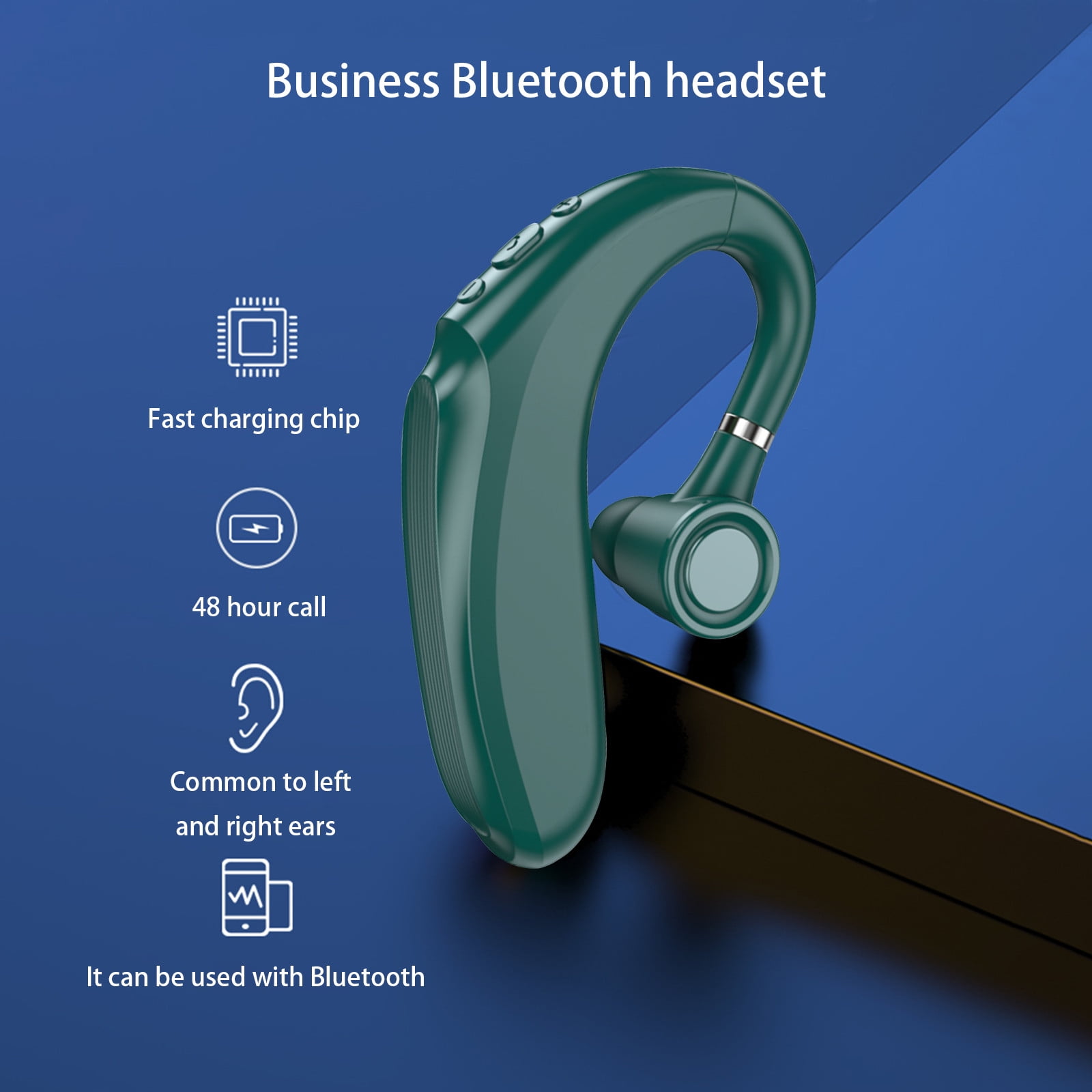 Weloille BLE 5.2 Bluetooth Headset Wireless Earpiece with Noise Cancelling Mic, Ultralight Comfortable for Business Office Driving Sport