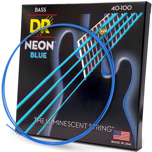 Cuerdas para bajo DR Strings NBB40 40-100 Lite Handmade Neon Blue