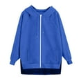thumbnail image 3 of Levmjia Women Hooded Coat Solid Color Long Sleeve Loose Pocket Zipper Long Sleeve Casual Fashion Tops Sports Daily Wear Fall Winter, 3 of 5