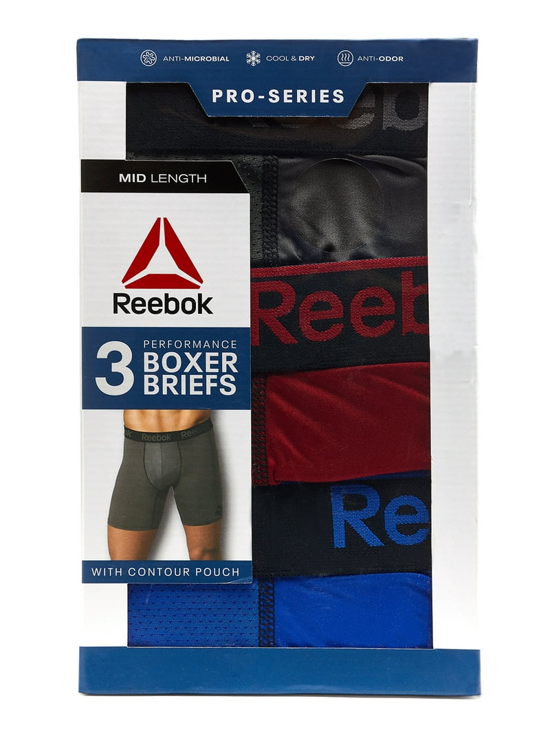 Reebok Men's Pro Series Boxer Brief Extended Length Underwear, 3-Pack Walmart.com