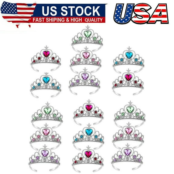 16 Pcs Tiaras Crown Set, Princess Dress Up Costume Birthday Party Favors Accessories Kid Birthday