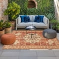 thumbnail image 2 of Orange Boho Outdoor Rug for Patio/Deck/Porch, Non-Slip Large Area Rug 3 x 5 Ft, Geometric Antique Tribal Retro Ethnic Indoor Outdoor Rugs Washable Area Rugs, Reversible Camping Rug Carpet Runner, 2 of 8
