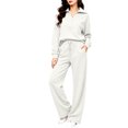 thumbnail image 4 of Women's 2 Piece Lounge Set Quarter Zip Pullover and Wide Leg Pants, Casual Fall Matching Outfit with Drawstring Waist and Pockets Tracksuit, L, 4 of 5