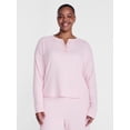 thumbnail image 2 of Joyspun Women's Cozy Lounge Collection Hacci Knit Henley Sleep Top with Long Sleeves, Sizes XS-3X, 2 of 6