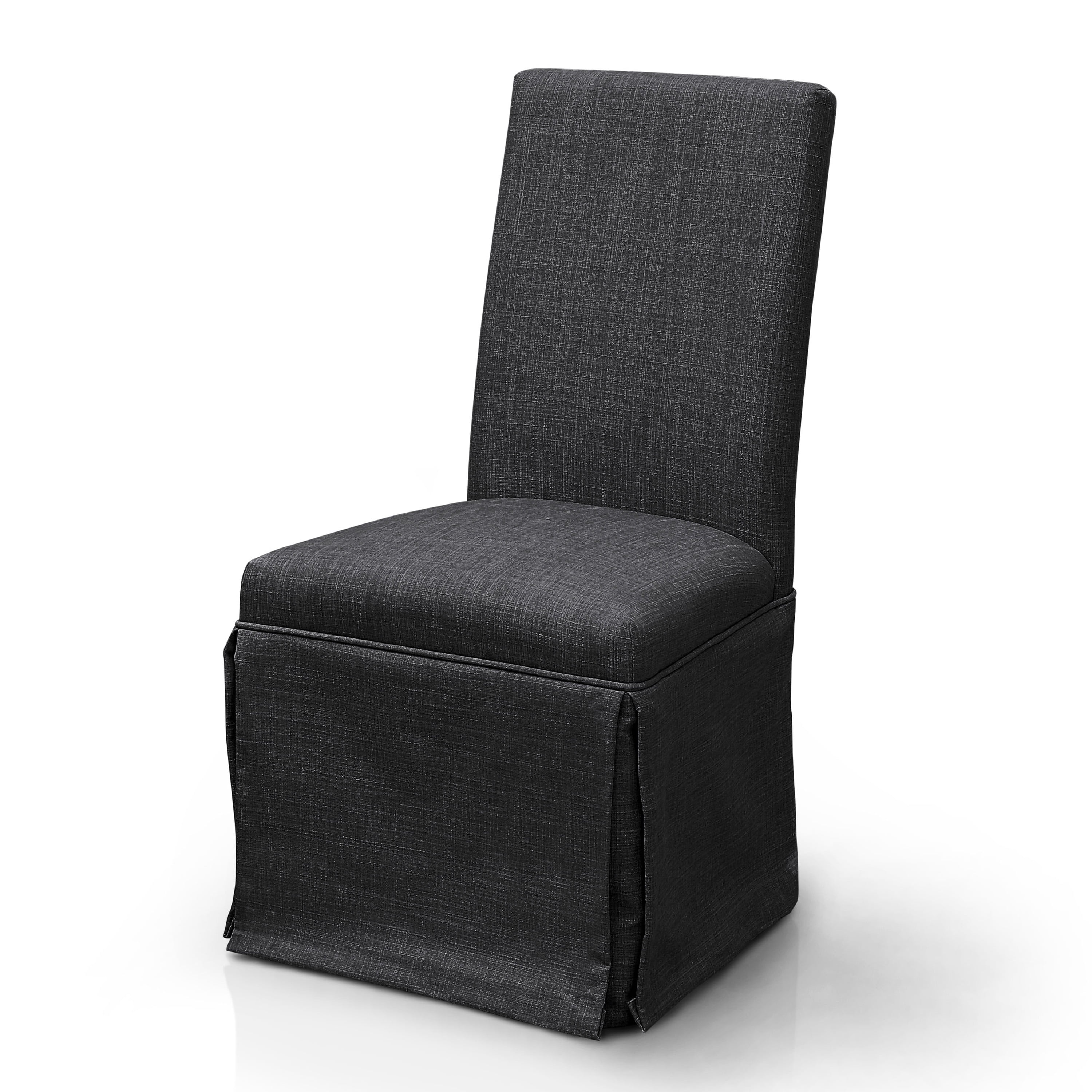 Furniture of America Dehlia Skirted Dining Chairs Set of 2, Dark Gray