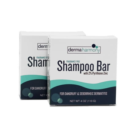 DermaHarmony  2% Pyrithione Zinc Dandruff & Seborrheic Dermatitis Shampoo Bar - Fragrance-Free - 4 oz (2 Bars)