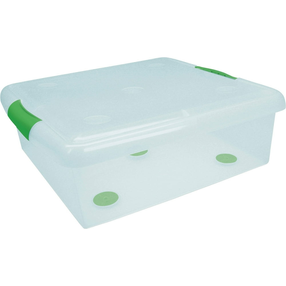 IRIS 25 Quart Store and Slide Storage BoxGreen Handle, Clear Walmart