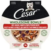 CESAR Wholesome Bowls Wet Dog Food Beef, Chicken, Carrots & Purple Potato, 85g Pack of 10