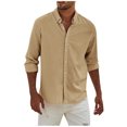 thumbnail image 1 of Men's Fashion Long Sleeve Solid Colour Casual T Shirt Button Regular Fit Shirt Top 2XL, 1 of 4