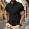 thumbnail image 2 of YLSDY Men's Button Collared Shirts Short Sleeve Golf Shirts Casual Button Collared Muscle Athletic Fit Stretch Workout Collared Shirt Black XL, 2 of 6