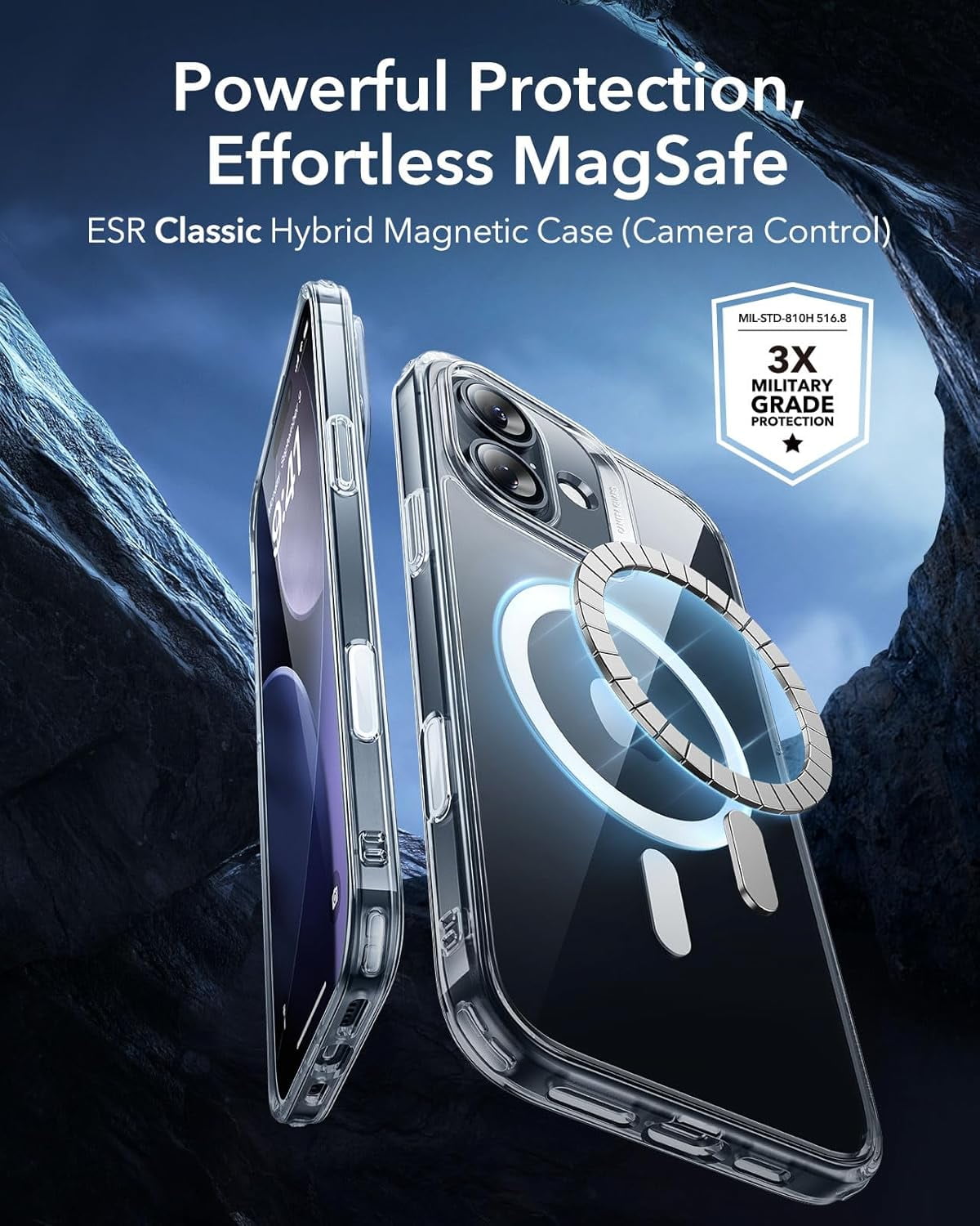 CRKMGS-for iPhone 17 Case, Camera Control, Compatible with MagSafe, Shockproof Military-Grade Protection, Magnetic Phone Case for iPhone 17, Classic Hybrid Case, Clear