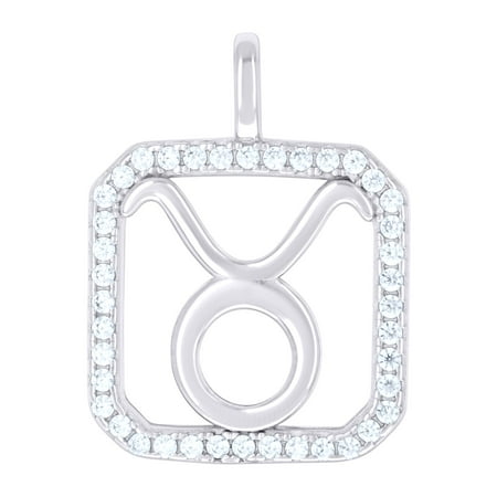 925 Sterling Silver Unisex Cubic-zirconia Taurus Zodiac Sign Charm Pendant for Men Women
