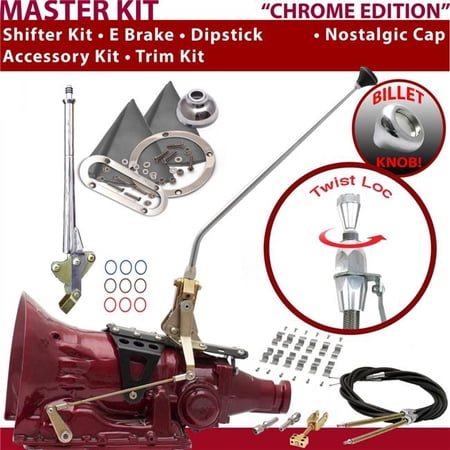 American Shifter TH350 Shifter Kit Chrome 16 in. E Brake Cable Clamp Trim Kit Dipstick for F3024