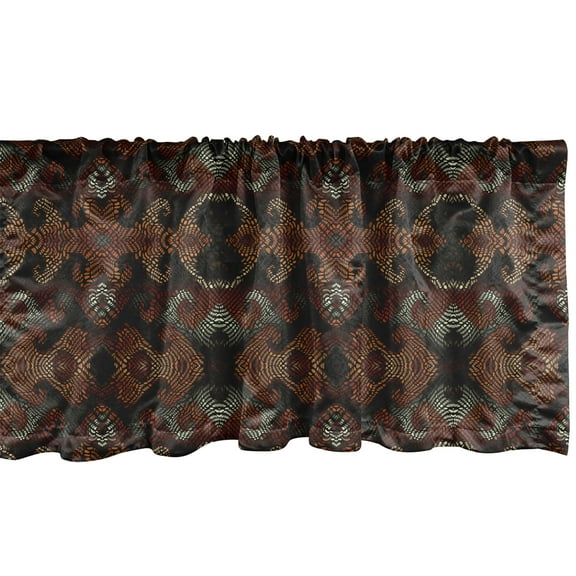 Ambesonne Abstract Window Valance, Curving Strikes Dashes, 54" X 18", Grey Redbrown