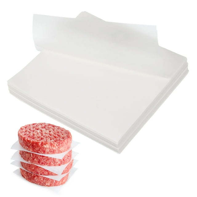 Uxcell 500 Pcs Unbleached Parchment Paper Baking Sheets Squares, 5.1 Inch Hamburger Patty Paper, Non Stick Parchment Pulp Paper for Baking Grilling or Meat Storage, White