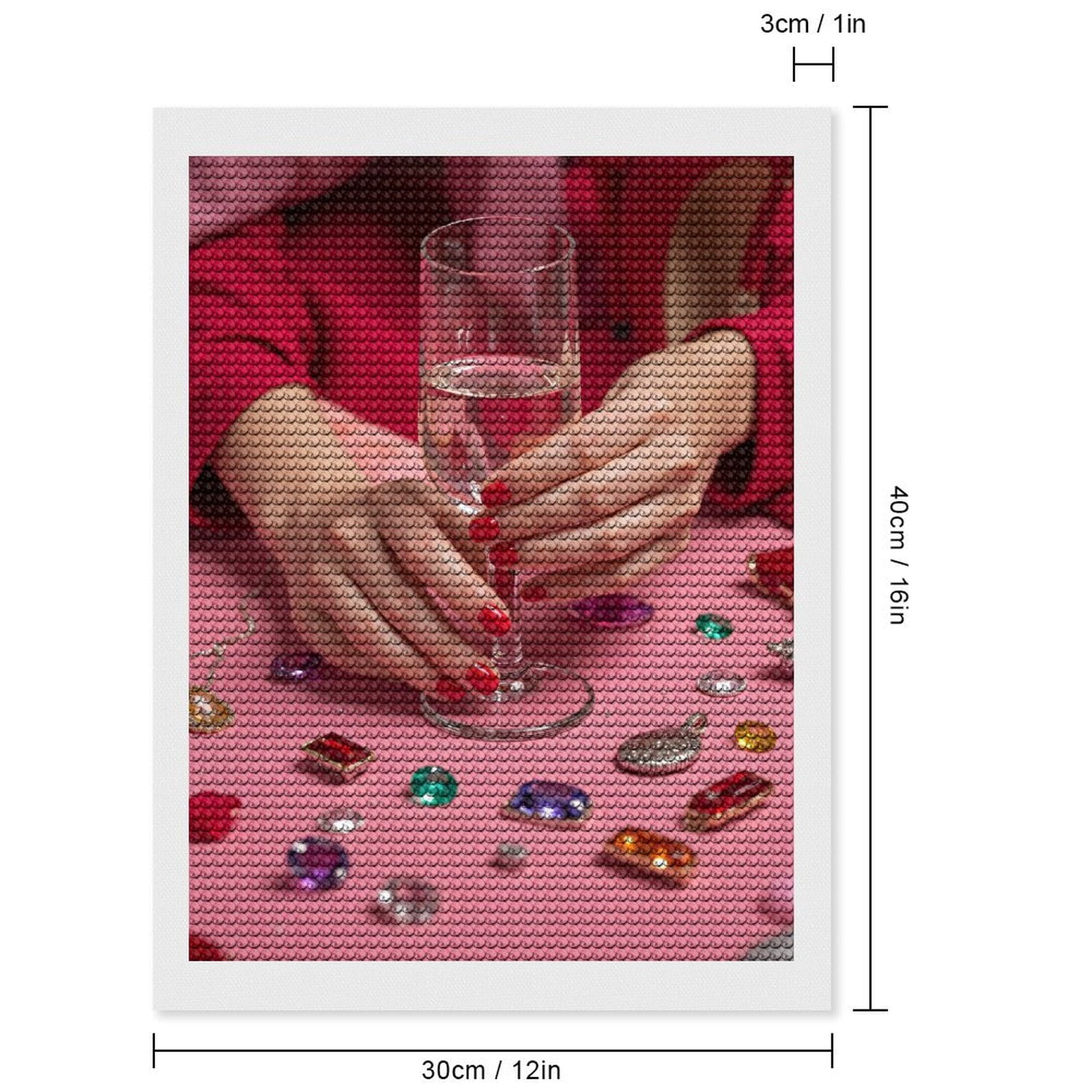 Diamond Art Kits for Adults - Glass Gems Red Nails Tabletop 5d Diamond Painting for Adults, Diamond Art for Adults Beginners, Frameless Diamond Painting Kits for Adults for Home Wall Decor