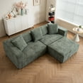 thumbnail image 5 of Modular cross-section with L-shaped lounge chair, cloud sofa, living room, bedroom soft cushion sofa - no installation required - chenille fabric (Green), 5 of 9