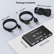 Advanced KVM Switcher for Two PC with 4k60hz HDTV compatible 4xUSB3.0 Port