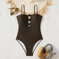 thumbnail image 5 of TTUHYWXI Sexy One Piece Swimsuit for Women Square Neck Bathing Suit Beach Cutout Swim Suits Spaghetti Straps Swimwear (Brown, L), 5 of 9