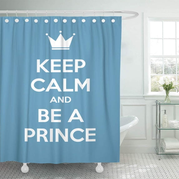 KSADK Blue Crown Keep Calm and Prince Quote Cute Boy Funny Graphic Idea Motivation Shower Curtain Bathroom Curtain 66x72 inch