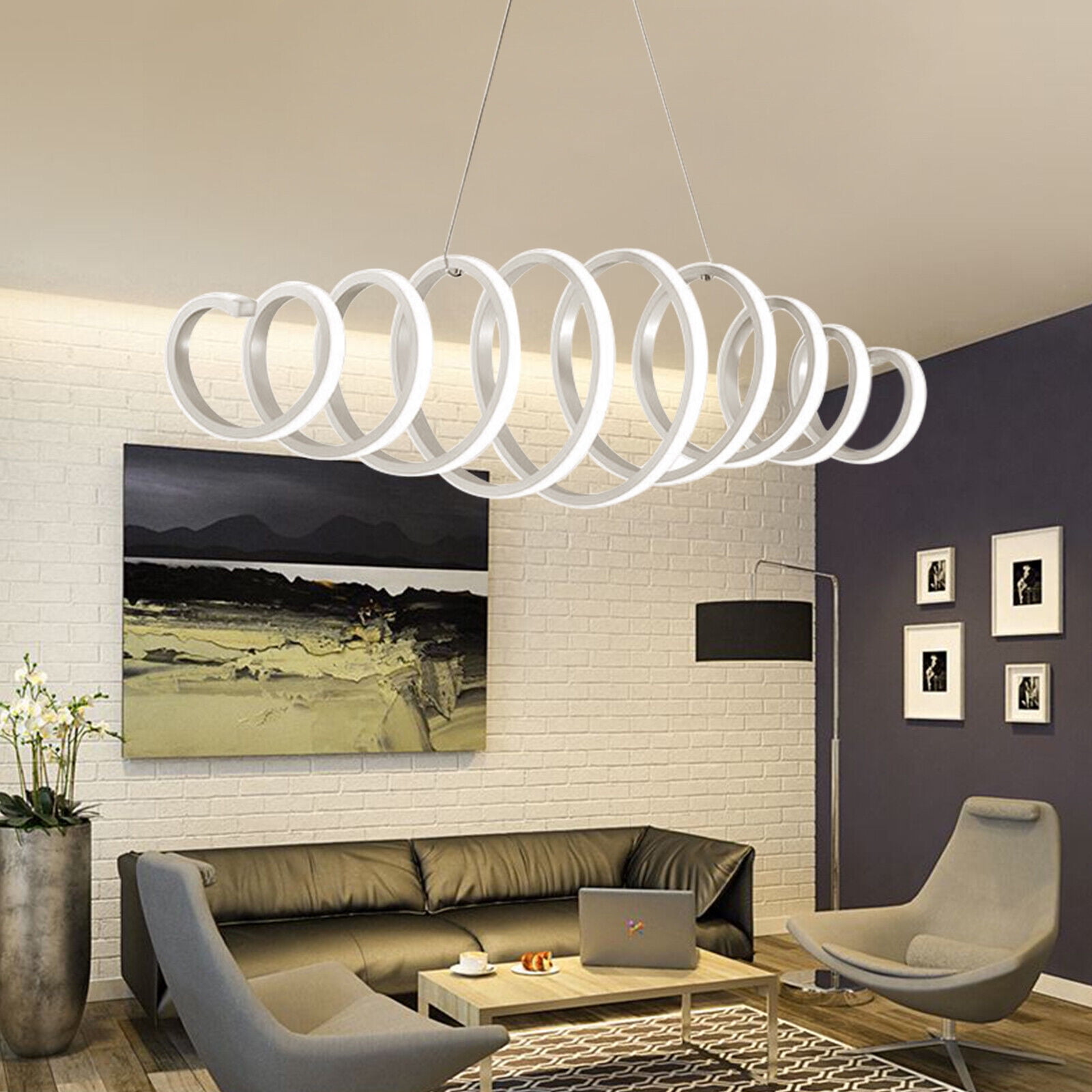 110V Modern LED Acrylic Chandelier Curve Pendant Light Dining Room Ceiling Lamp Modern Acrylic S shape Pendant Light LED Wave Chandelier White Lamp Lighting 88W Modern Acrylic LED Chandelier