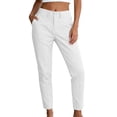 thumbnail image 5 of Lenpel Womens Casual Cropped Pants Fall Tapered High Waisted Comfy Ankle Trousers Plain Straight Leg Work Pants with Pockets(White,X-Large), 5 of 6