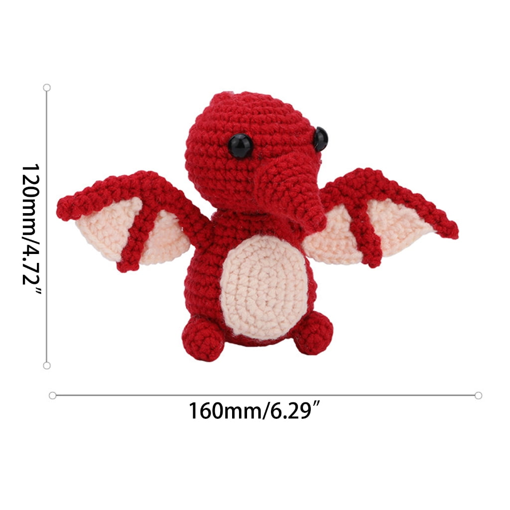 Crochet Dragon Kits with Yarn, Crochet Hook, Needle, Knitting Marker, Eyes, Needle Threader, Instruction
