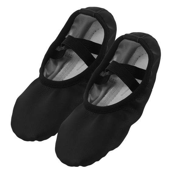 KALLORY 1 Pair Girls Ballet Flats: Dance Shoes/Slipper with PU Upper Soft Sole & No-Tie for Ballet Yoga Gymnastics Practice Dancing (Size 23)