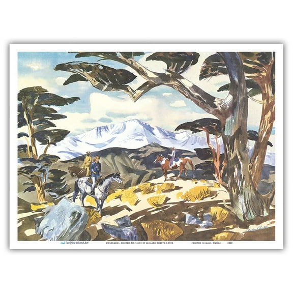 Colorado - Riding The Trail - United Air Lines - Vintage Airline Travel Poster by Millard Sheets c.1958 - Master Art Print (Unframed) 9in x 12in