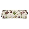 thumbnail image 2 of Ratiio Grapes Bbottles Wine Pattern Leather Pencil Case, Pencil Pouch with Durable Zipper, Compact and Stylish Organizer for Stationery, Art Supplies, Travel Essentials, 2 of 8