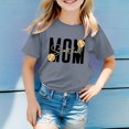 thumbnail image 2 of Rovga Hauts d'Été pour Filles 3-4 Ans Manches Courtes Couleur Unie Imprimés Lettres Dessin Animé T-Shirt Col Rond Col O Vêtement Doux Fille Gris Foncé, 2 of 4