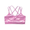 thumbnail image 4 of inhzoy Kids Girls Metallic Cross Back Dance Crop Top Spaghetti Strap Cami Gymnastics Skating Athletic Sports Bra Pink 16, 4 of 6