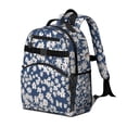 thumbnail image 2 of Dark Blue Daisy Flower Pattern Backpack for School,Cute School Bag,Schoolbag with Adjustable Shoulder Straps & Padded Back,15.25"x11.5"x5.25", 2 of 5